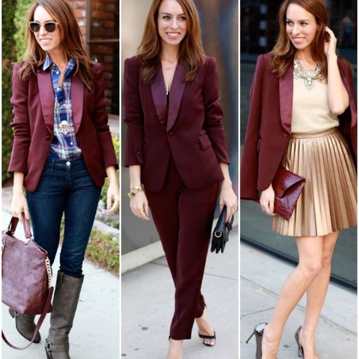 what-to-wear-with-burgundy-blazer-1
